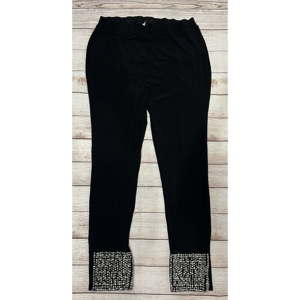 Venus Black pants stretch Embellished studs and rhinestones at Ankles Size Xl ￼